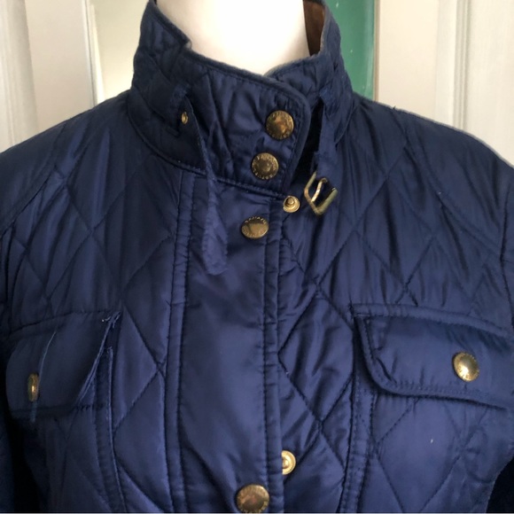 Banana Republic Blue Quilted Belted Jacket Small - Picture 6 of 9